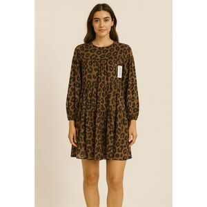 Banana Republic Leopard Print Tiered Mini Dress – Size XS